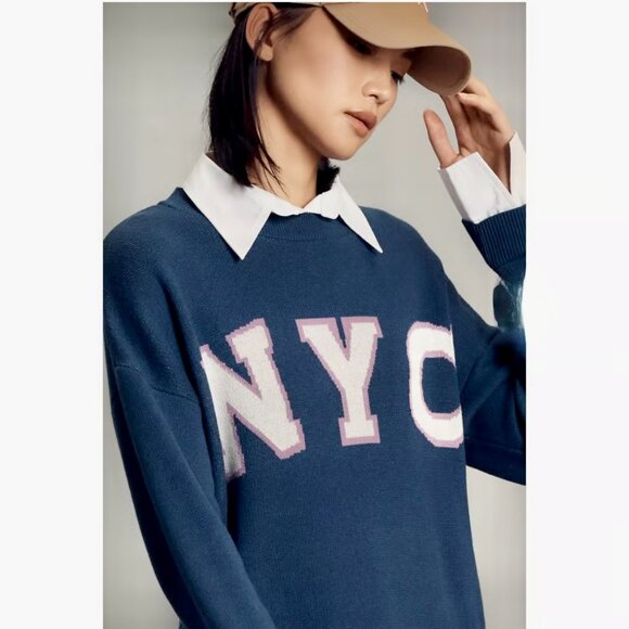 Maeve Anthropologie Graphic Twofer NYC Sweater - Picture 2 of 13